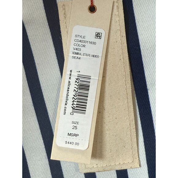 Alice & Olivia Women's CD403311630 Size 25 Indigo Admiral Stripe Bootcut Jeans - Picture 10 of 11